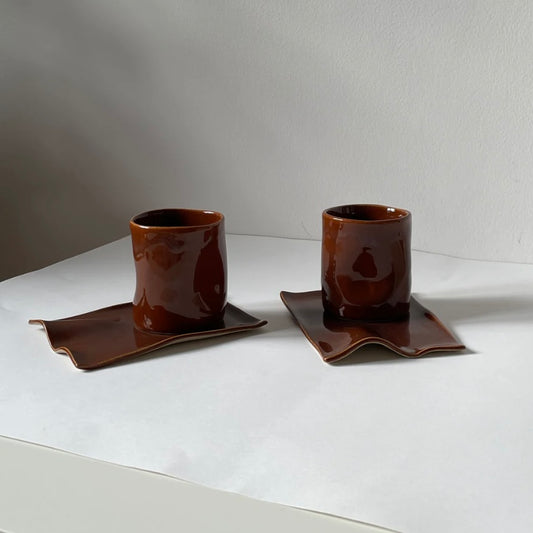 BROWN MUG SET