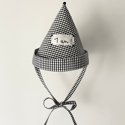 Black gingham hat