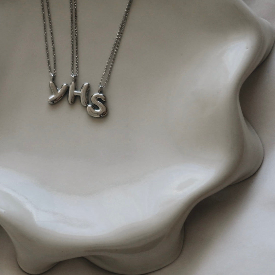 Bubbly Initial Necklace - Silver