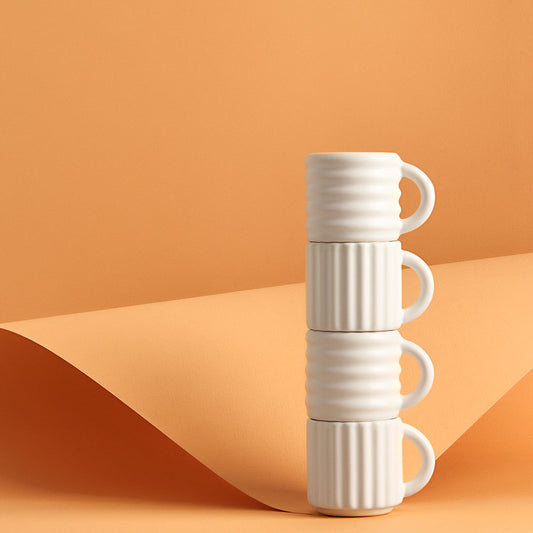 White ripple  espresso set of  2